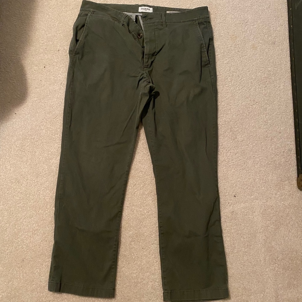 Goodfellow Hennepin Chinos in olive green 36x30